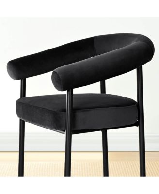 3-Piece Modern Dining Set, 35'' Round Pedestal Table with Velvet Upholstered Armchairs, Small Kitchen or Apartment Set