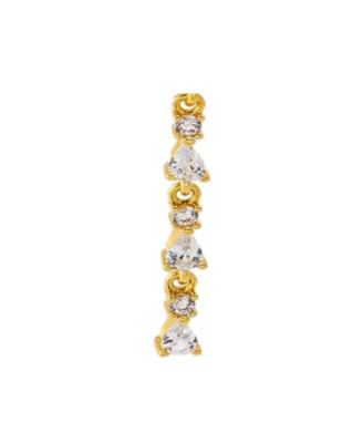Cubic Zirconia Gold Plated Tennis Short Drop Cuff Earrings