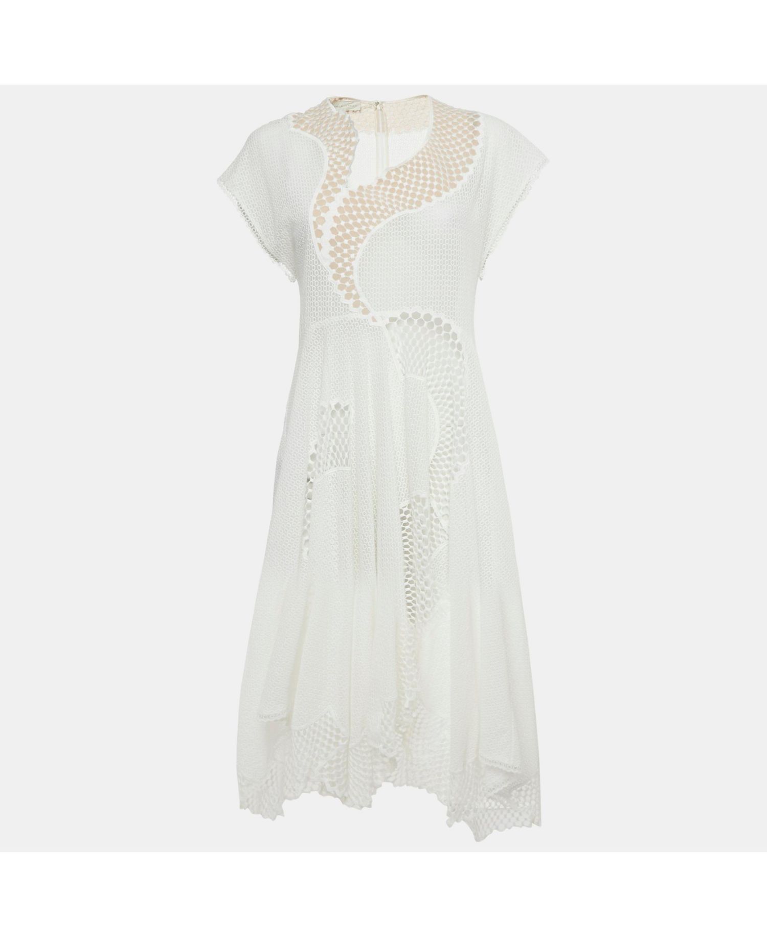 Women's White Lace Asymmetric Dress