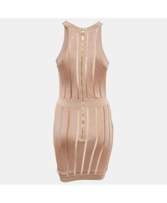 Women's Dark Beige Stretch Knit Sleeveless Bodycon Mini Dress