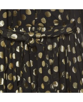 Women's Black/metallic Polka-Dot Chiffon Tiered