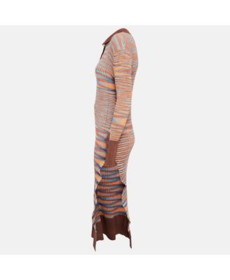 Women's Brown Rib Knit La Robe Zucca Midi Dress