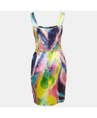 Women's Multicolor Tie-Dye Print Satin Sheath Dress
