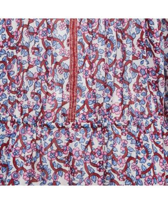 Women's Multicolor Floral Print Cotton Asymmetric Greila Dress