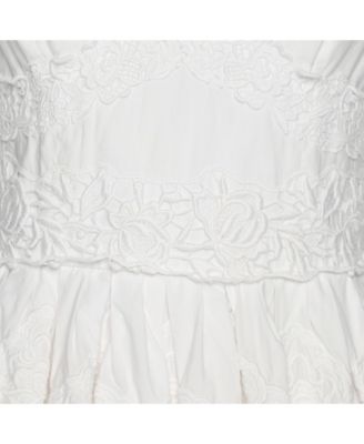 Women's White Floral Embroidered Midi Dress