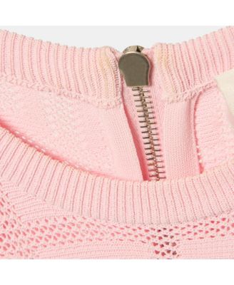 Women's Pink Monogram Knit Short Flared Dress