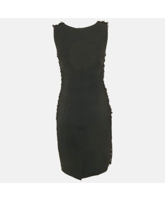 Women's Black Lace Draped Sleeveless Short Dress