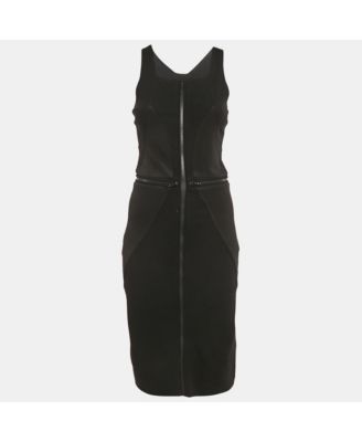 Women's Black Knit Sleeveless Zip Detail Bodycon Dress