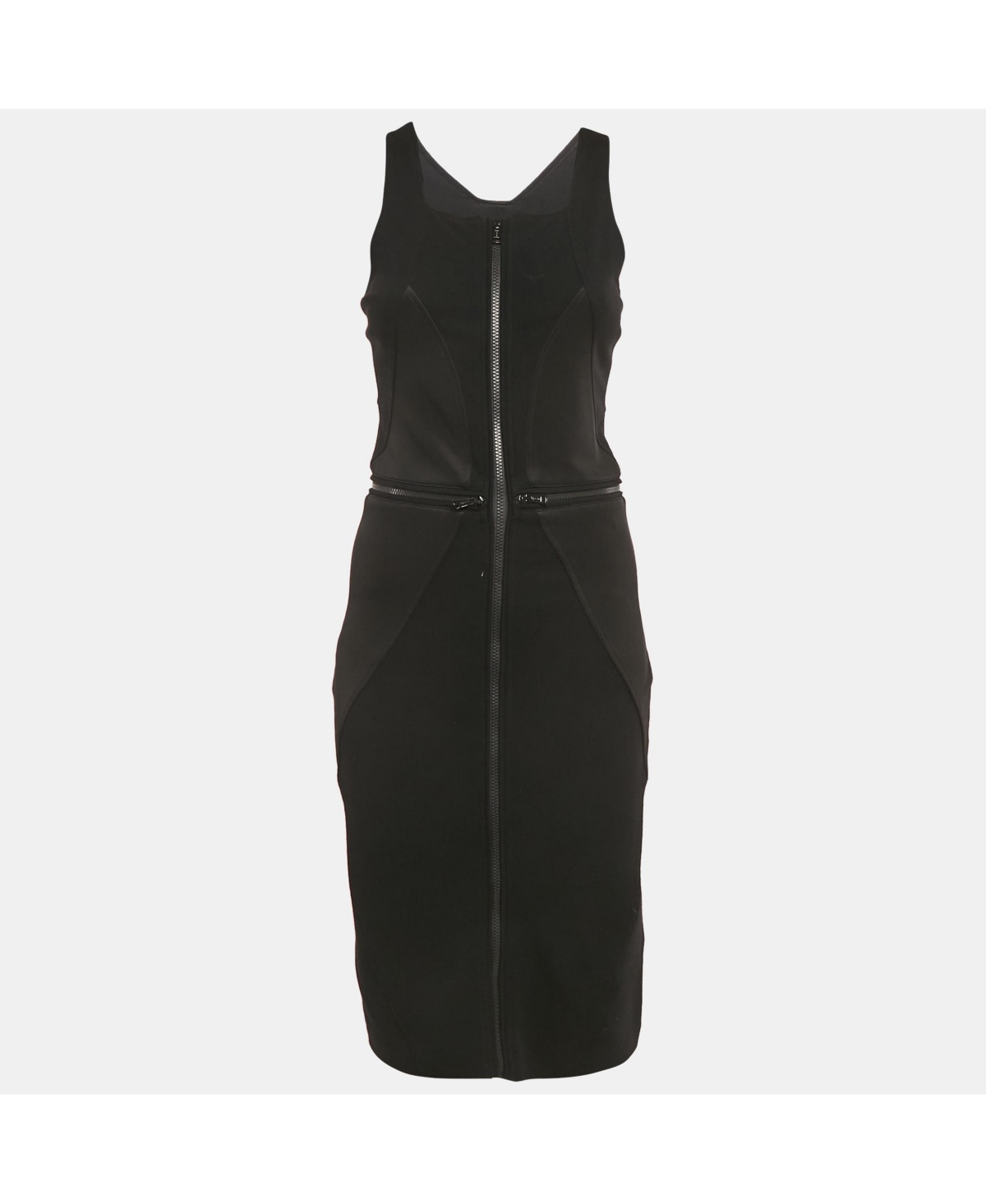Pre-Owned Givenchy Women's Black Knit Sleeveless Zip Detail Bodycon Dress