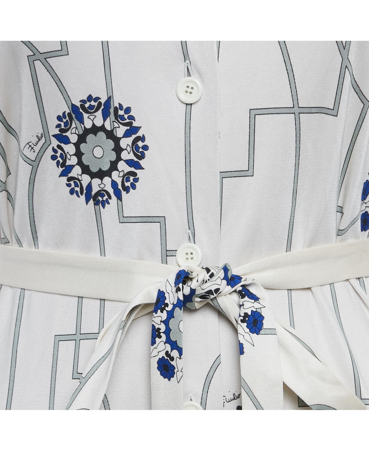 Pre-Owned Emilio Pucci Women's Firenze White Printed Silk Short Dress