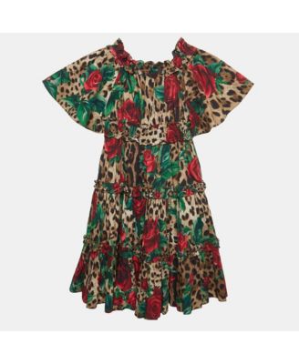 Women's Brown Rose Leopard Print Cotton Poplin