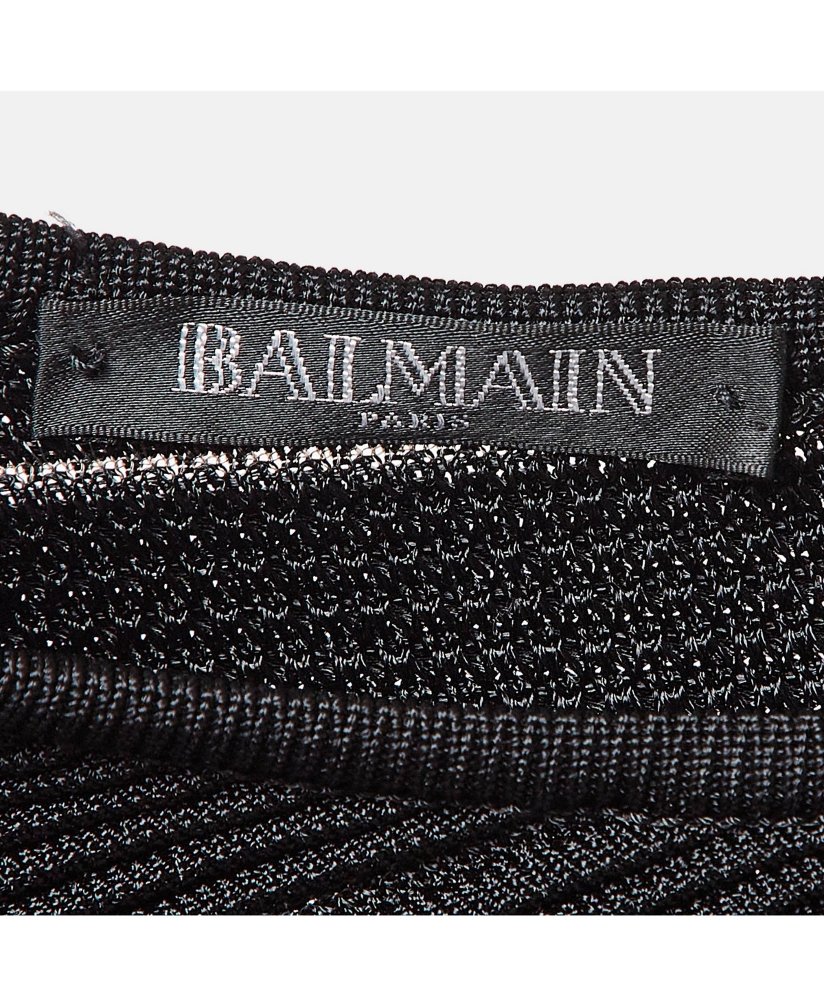 Pre-Owned Balmain Women's Black Open Knit Long Sleeve Mini Dress