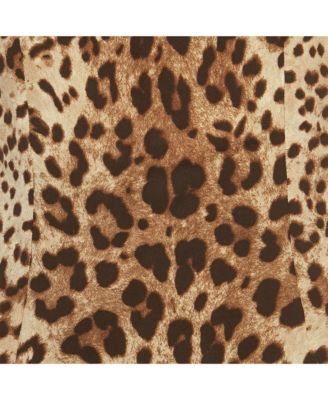 Women's Brown Animal Print Lace Detail Top & Skirt Set