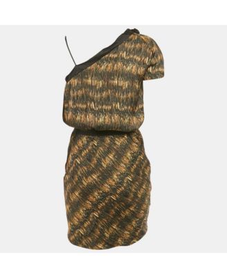 Women's Black Printed Satin Asymmetric Wrap Mini Dress