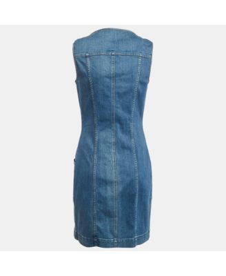 Women's Blue Denim Scoop Neck Mini Dress