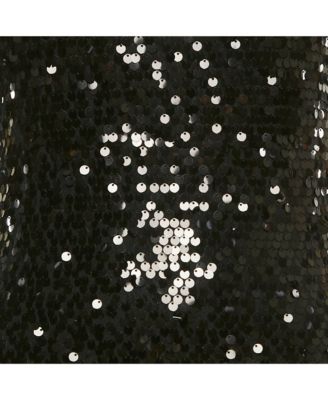 Women's Black Sequin Mesh Sleeveless Short Dress