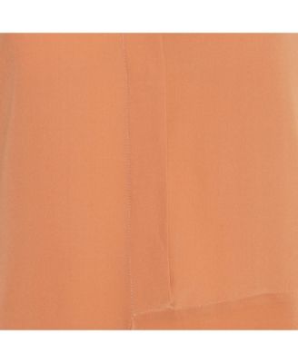 Women's Peach/light Orange Silk Asymmetric Midi Dress