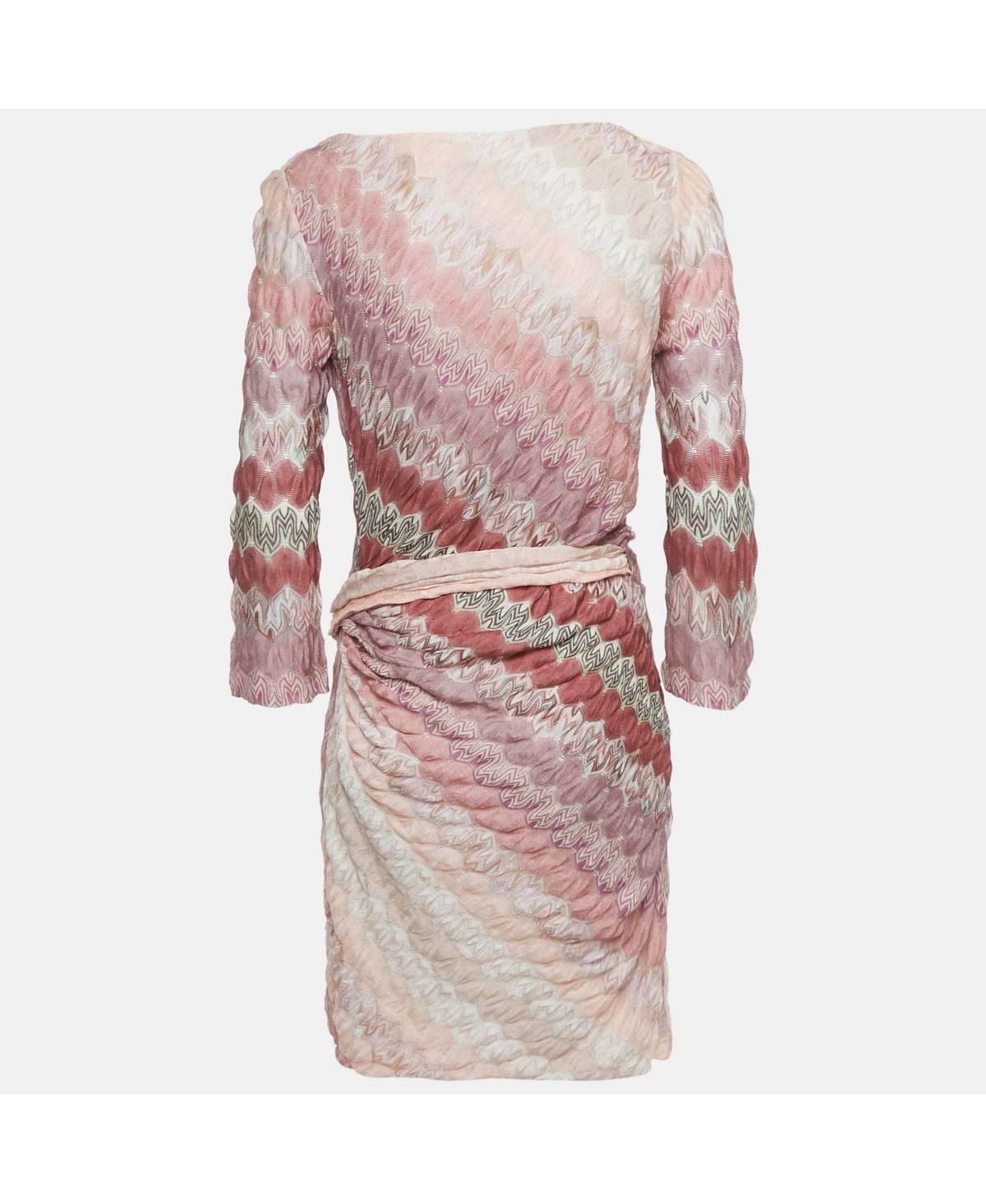 Pre-Owned Missoni Women's Multicolor Patterned Knit Belt Detail Midi Dress