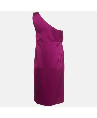 Women's Burgundy Pink Satin One Shoulder Mini Dress