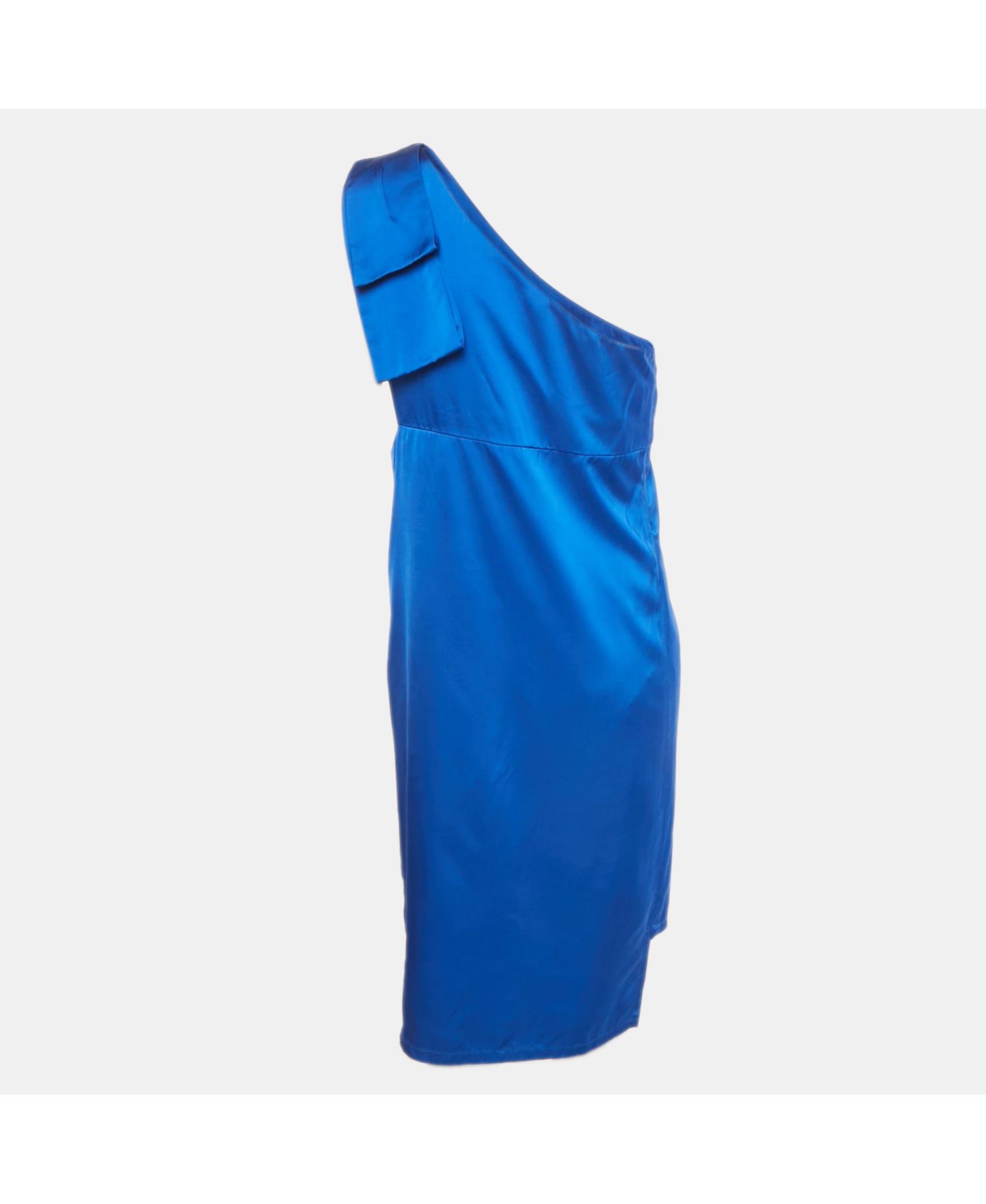 Women's Blue Satin One Shoulder Mini Dress