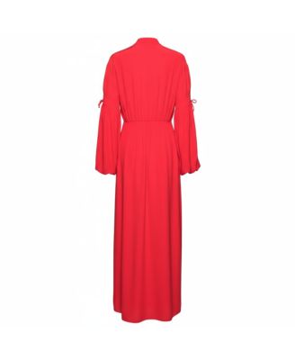 Women's Red Silk Button Down Maxi Dress