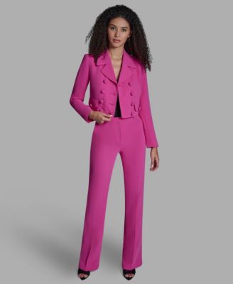 Women's Cropped Double Breasted Collared Jacket