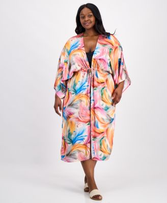 Plus Size Front-Tie Cover-Up Kimono