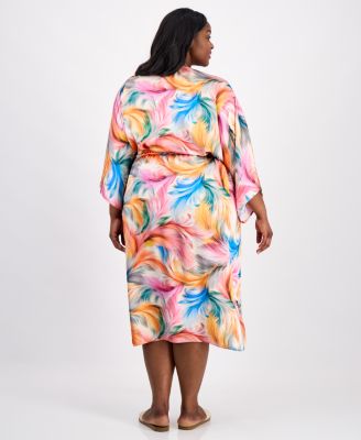 Plus Size Front-Tie Cover-Up Kimono