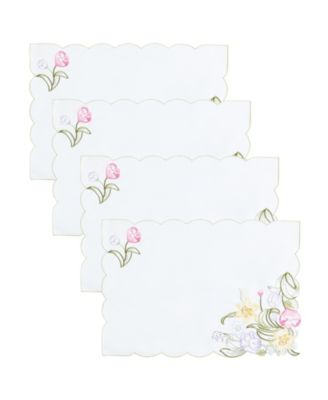 Daffodil Blooms Cutwork Rectangle Placemats, Set of 4