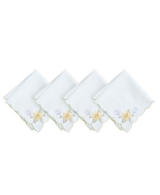 Daffodil Blooms Cutwork Napkins, Set of 4