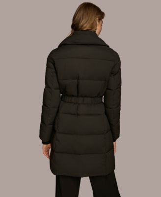 Women's Belted Bibbed Puffer Coat