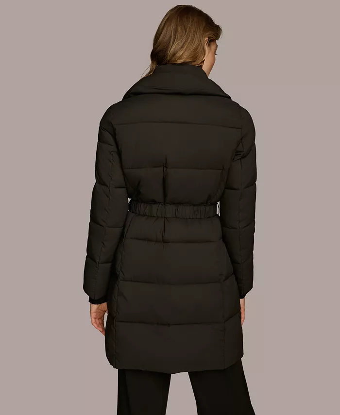 Women's Belted Bibbed Puffer Coat - thumbnail 5