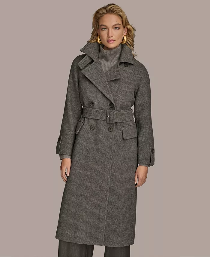 Women's Double-Breasted Belted Wrap Coat - thumbnail 2