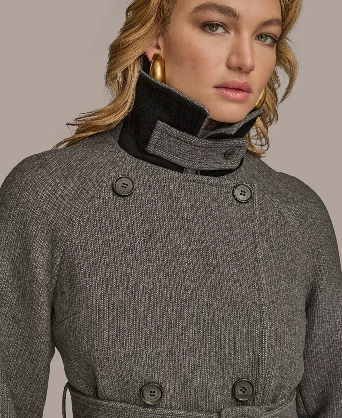 Women's Double-Breasted Belted Wrap Coat - thumbnail 9