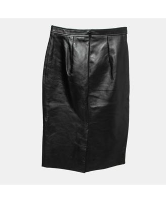 Women's Black Leather Cut Out Pencil Skirt
