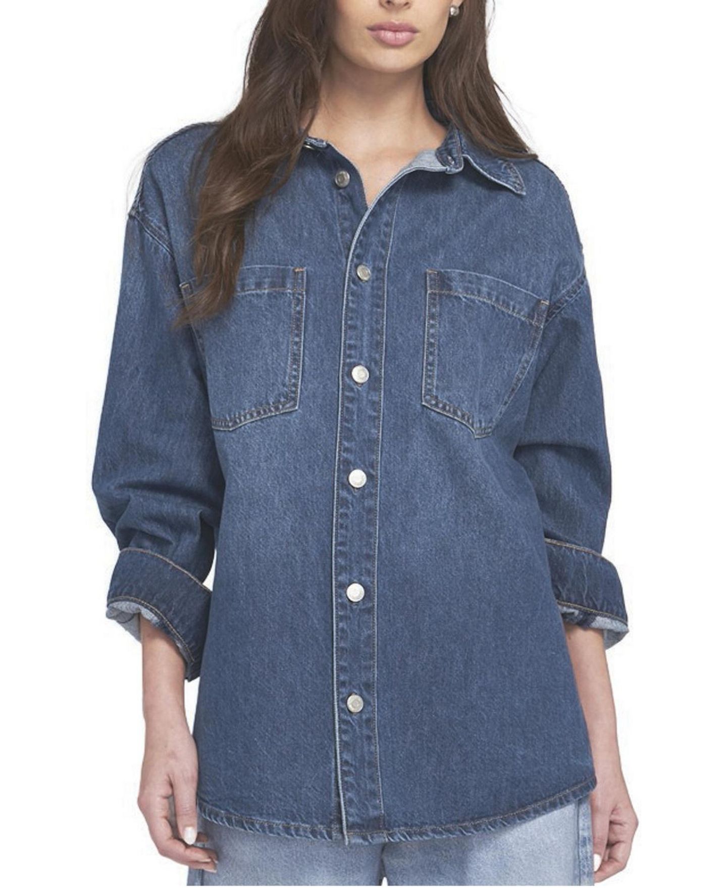 Женская рубашка ELLE Collection Feather Soft Denim Shirt Button Down Top — фото 1