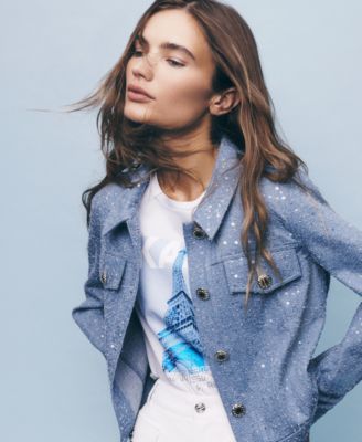 Women's Button Front Sequin Detail Jacket