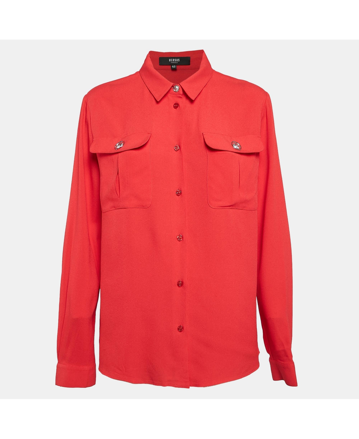 Pre-Owned Versace Women's Pre-Owned Versus Versace Red Crepe Button Front Shirt