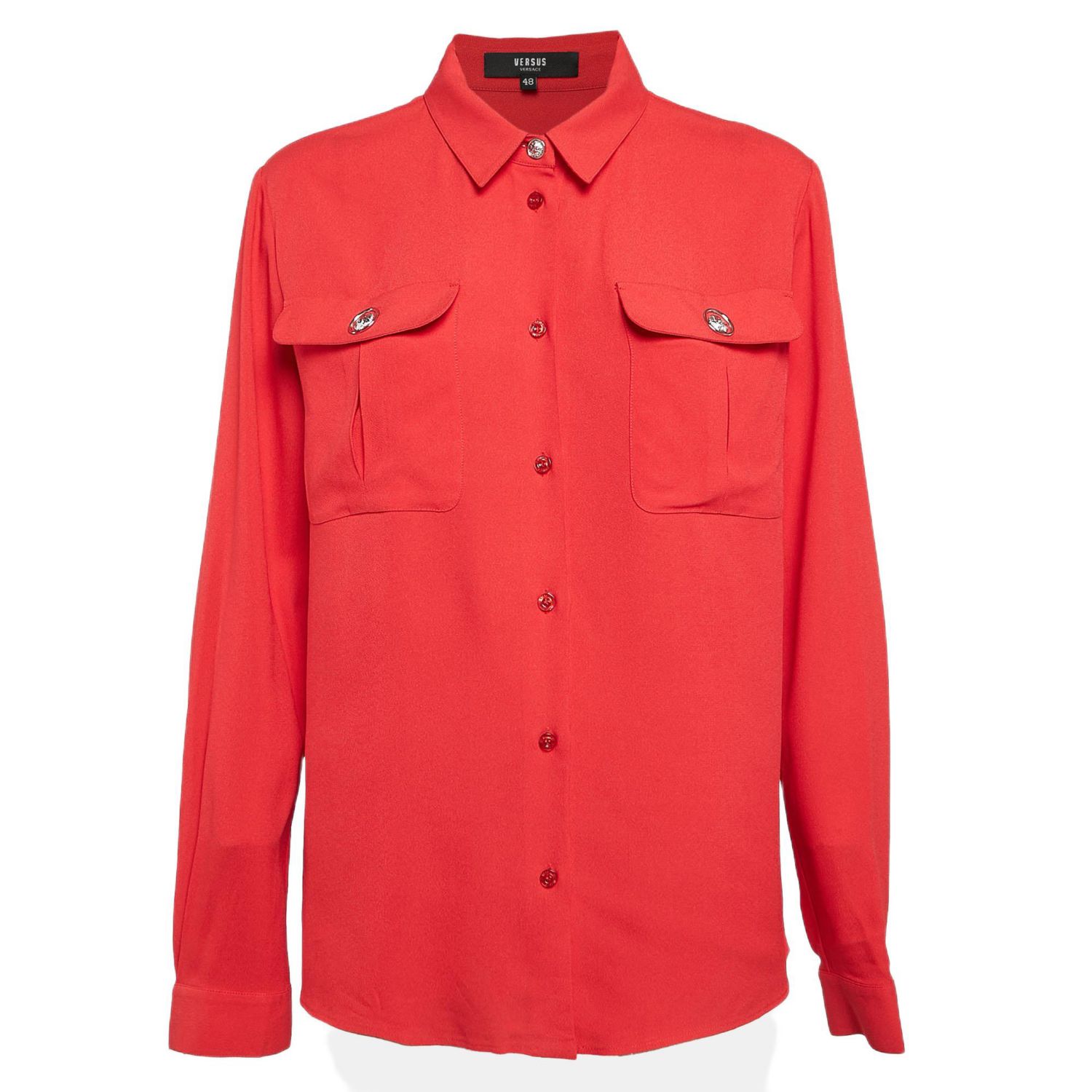 Women's Pre-Owned Versus Versace Red Crepe Button Front Shirt