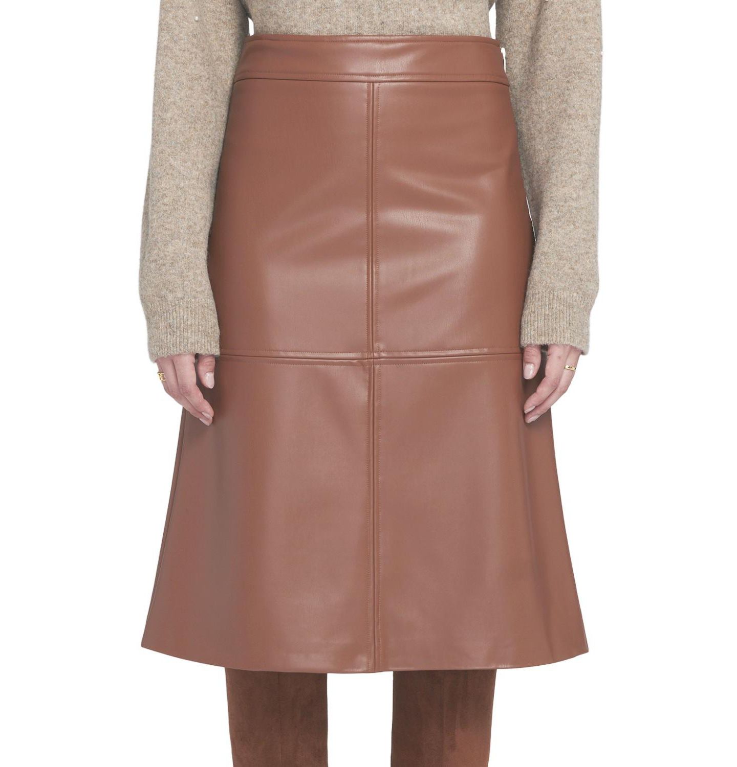 Женская юбка ELLE Collection A-Line Faux Leather — фото 1