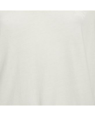 Women's White Logo Embroidered Cotton V-Neck T-Shirt