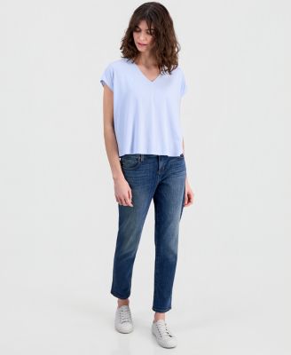Women's Fine Jersey V-Neck Square Top