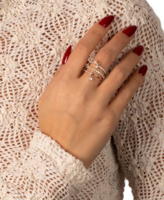 Solitaires Teardrops Gold Plated Ring Combo Set