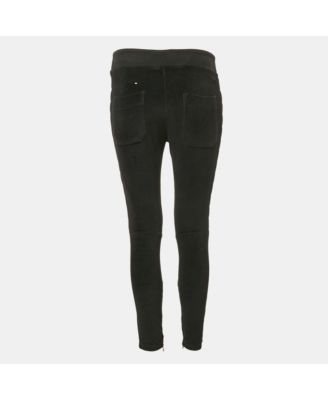 Women's Black Velour Quilted Detail Pants