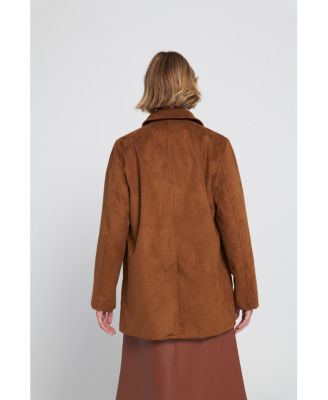 Women's Faux Suede Car Coat Utility