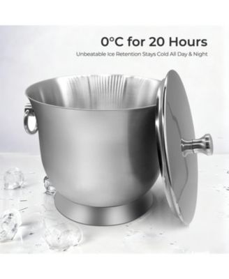 Stainless Steel Ice Bucket with Ice Tongs, Lid - 3.3 L