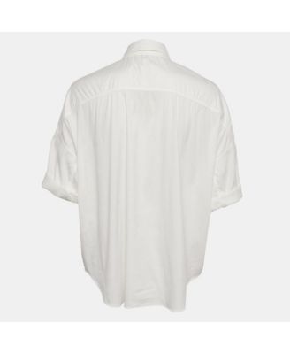 Women's Cotton Blend Embellished Trim Short Sleeve Shirt