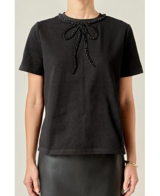 Women's Beaded Bow T-Shirt