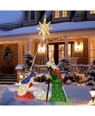 6 FT Lighted Nativity Scene with 240 LED Lights Zip Ties & Ground Stakes