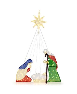 6 FT Lighted Nativity Scene with 240 LED Lights Zip Ties & Ground Stakes